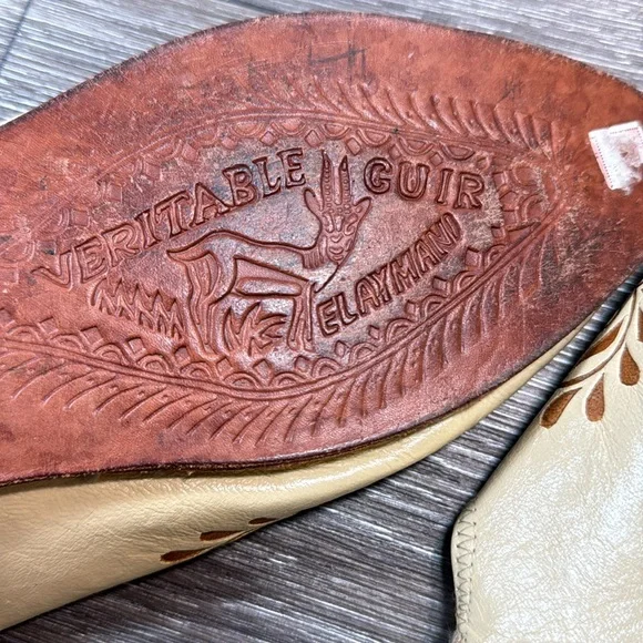 Elaymani guir vintage genuine leather slides woman’s size 10 (d72) - Picture 6 of 6